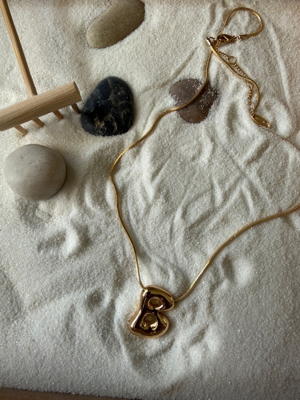 Anthropologie Gold Heart B Initial Pendant Necklace